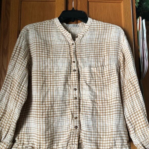 Everlane The Linen Billow Blouse Oversized Gingham Long Sleeve - XS - Picture 4 of 15